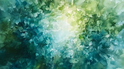 Poster - Abstract Watercolor Painting Green Blue Hues