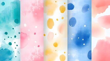 Poster - Abstract Watercolor Paint Splotches Pastel Color Design