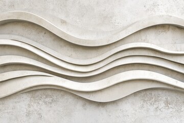 Aufkleber - Wavy textured wall design in light tones adds depth to modern interior space with artistic flair. Generative AI