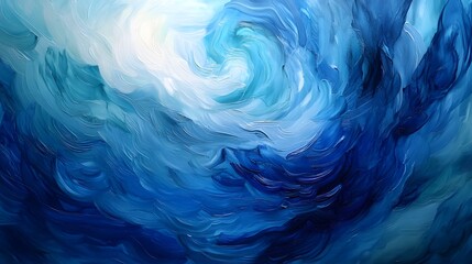 Poster - Abstract Blue Swirl Painting Deep Ocean Hues