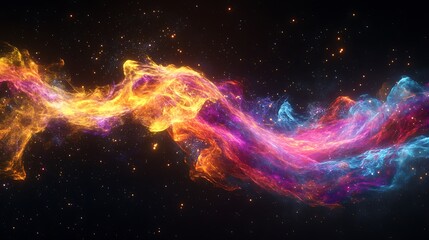Wall Mural - A supermassive black hole absorbing a nearby gas cloud, creating a colorful and chaotic display of cosmic energy