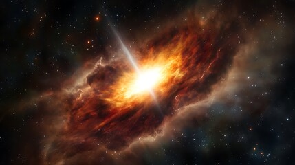 Wall Mural - A depiction of a supermassive black hole in deep space, with swirling cosmic dust and stars creating a dynamic and colorful scene