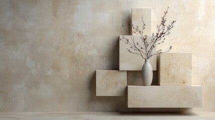 Aufkleber - Geometric squares arrangement with elegant vase minimalist interior artistic display modern design calm environment