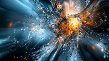 Aufkleber - Dynamic energy explosion abstract universe digital art vivid colors close-up expanding perspectives on motion
