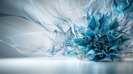 Poster - Expanding shapes and textures create fluid motion in an abstract design in a minimalist space