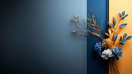 Aufkleber - Elegant floral arrangement on twotone background modern design interior decor artistic vibe close-up aesthetic appeal
