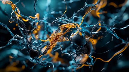 Aufkleber - Visual interpretation of sound waves curving in a digital environment abstract art futuristic close-up