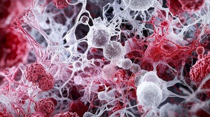 Leinwandbilder - Microscopic cellular patterns abstract art science digital render close-up intricate biological structures