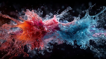Aufkleber - Dynamic fluid art splashes abstract design digital creation vivid colors close-up visual impact
