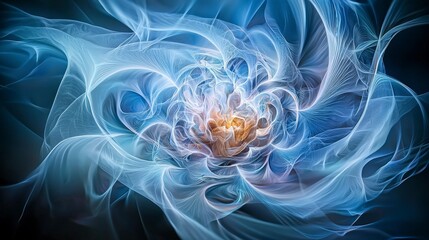 Poster - Abstract swirling shapes in cool tones art composition digital design soft environment close-up view visual concept