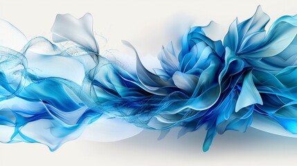 Aufkleber - Dynamic abstract waves overlapping in blue shades artistic creation fluid art digital environment aesthetic viewpoint