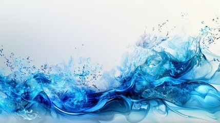 Aufkleber - Dynamic abstract waves rolling and overlapping ocean shore digital art serene environment close-up view fluid motion concept