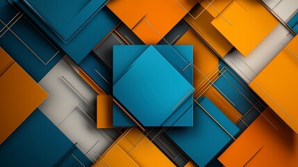Fototapete - Dynamic geometric composition of bright colors abstract art digital design modern environment aerial view bold aesthetics