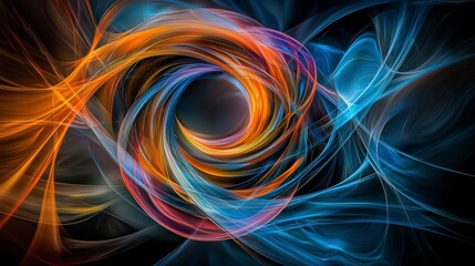 Poster - Dynamic circular shapes rotating in space abstract art digital design vibrant environment eye-catching viewpoint