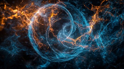 Fototapete - Dynamic circular shapes rotating in space abstract visual exploration digital art cosmic environment imaginative concept