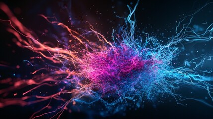Aufkleber - Dynamic and colorful soundwaves in fluid lines abstract visual art dark environment vibrant concept visualization
