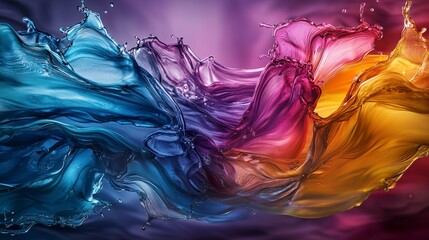 Poster - Vibrant liquid motion patterns exploring dynamic abstract art and colorful fluid designs from an artistic perspective