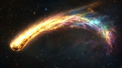 Wall Mural - A supermassive black hole absorbing a nearby gas cloud, creating a colorful and chaotic display of cosmic energy