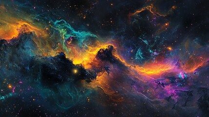 Wall Mural - A supermassive black hole absorbing a nearby gas cloud, creating a colorful and chaotic display of cosmic energy