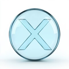 Poster - Glassy Blue X Mark Button Icon - 3D Render