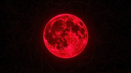 Wall Mural - A red planet with a bright red moon