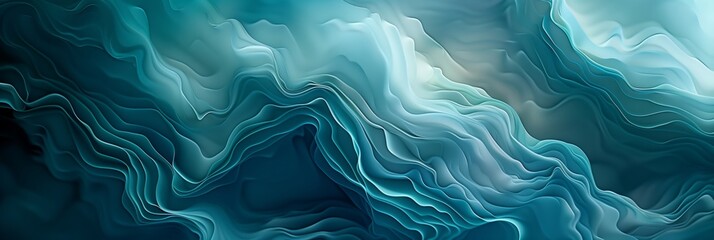 Poster - Abstract background, flowing shapes in blue and green colors, fluid design.
