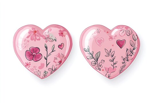 Glossy pink heart Icon on white background

