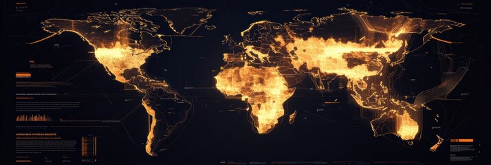 Aufkleber - visual representation of global fire activity over time in a digital format highlighting intense hea
