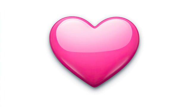 Glossy pink heart Icon on white background
