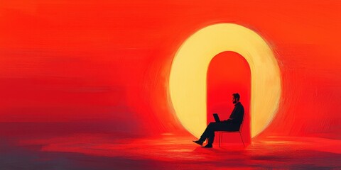 Poster - Secure remote work illustrations depicting digital nomadism in vibrant settings artistic perspective conceptual visualization