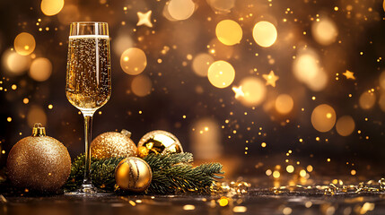 Sticker - christmas background with champagne