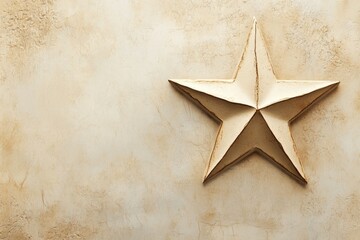 Fototapete - Texture and dimension of a three dimensional star decoration on a beige wall creating a vintage atmosphere. Generative AI