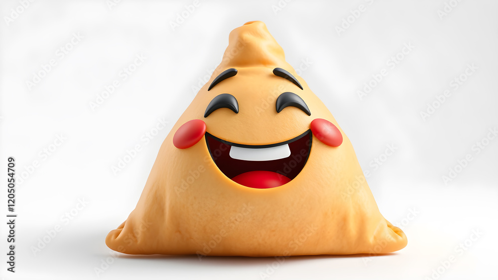 Stock-Illustration „samosa in 3d with a happy face and the mouth of the ...