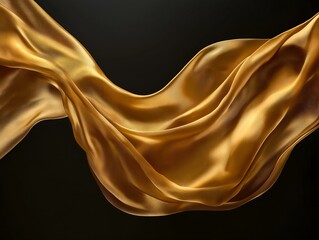 Wall Mural - lustrous golden silk folds on a black background