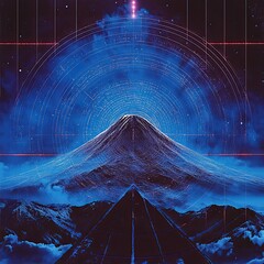 Wall Mural - mount fuji digital artwork celestial convergence