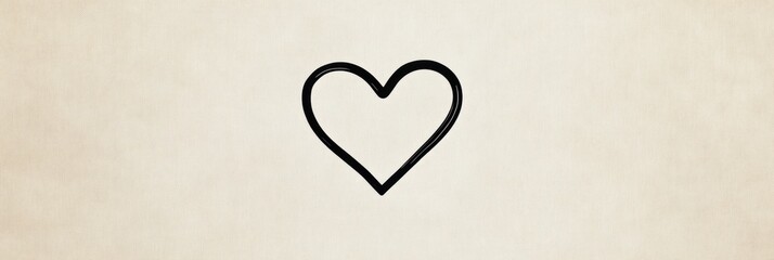 Leinwandbilder - Simple black heart outline on a light beige background evokes feelings of love and affection in minimalist art style. Generative AI