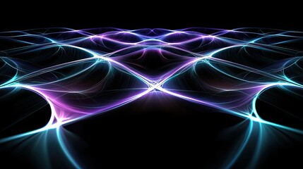 Poster - Abstract Wavy Lines of Light in Purple and Blue
