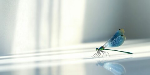 Canvas Print - Dragonfly on Glass Table