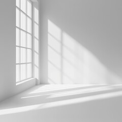 Canvas Print - White empty room interior with window and shadow. 3d render illustration