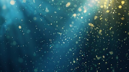 nowflakes falling on a blue background with copy space for text. Winter abstract background with snow and bokeh lights. Perfect for Christmas wallpaper design and New Year background.