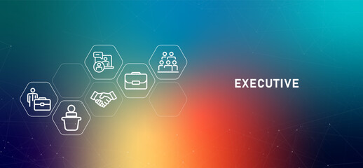 Poster - Executive top level management C level member gradient header business hierarchy company organization director management concept