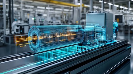 Poster - Digital Hologram Shows Factory Automation System Process