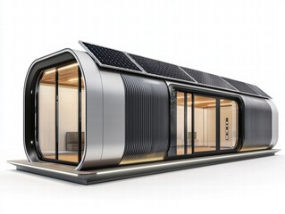 Fototapete - Modern compact house with smooth metal facade
