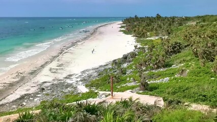 Wall Mural - Playa Santa Fe tropical paradise beach panorama view Tulum Mexico.