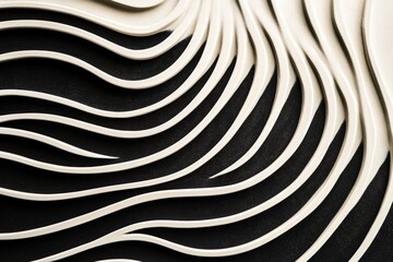 Aufkleber - Abstract design with curved lines in black and white showcasing artistic texture and depth in modern decor. Generative AI