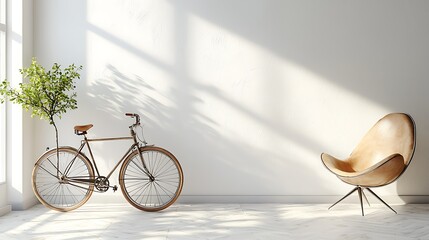 Aufkleber - Vintage Bicycle Plant Chair Minimalist Room Decor