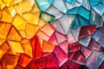 Aufkleber - Abstract image of colorful, fragmented glass pieces creating a vibrant, mosaic-like pattern.