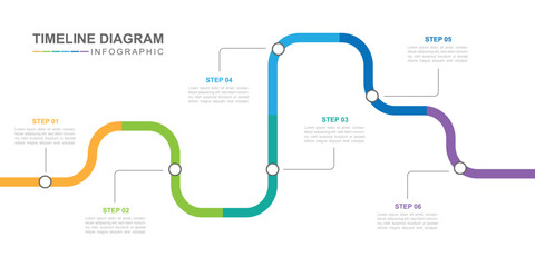 Poster - Infographic template for business. Steps Modern Timeline diagram with road journey concept, presentation