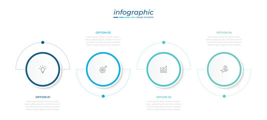 Wall Mural - business infographic template. 4 step timeline journey. process diagram, 4 options on white backgrou