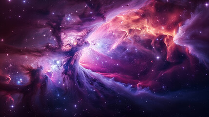 Wall Mural - stunning cosmic nebula illuminated by vibrant hues of pink and blue. generative ai